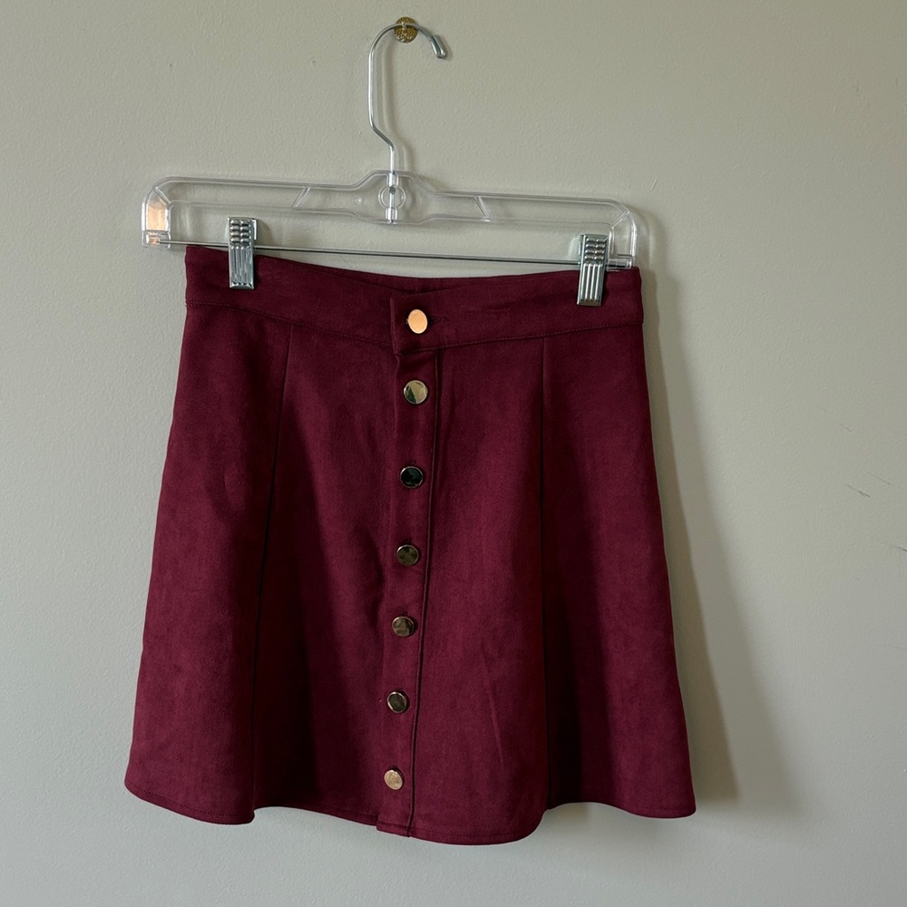 Washable Suede A line button front Skirt Size small